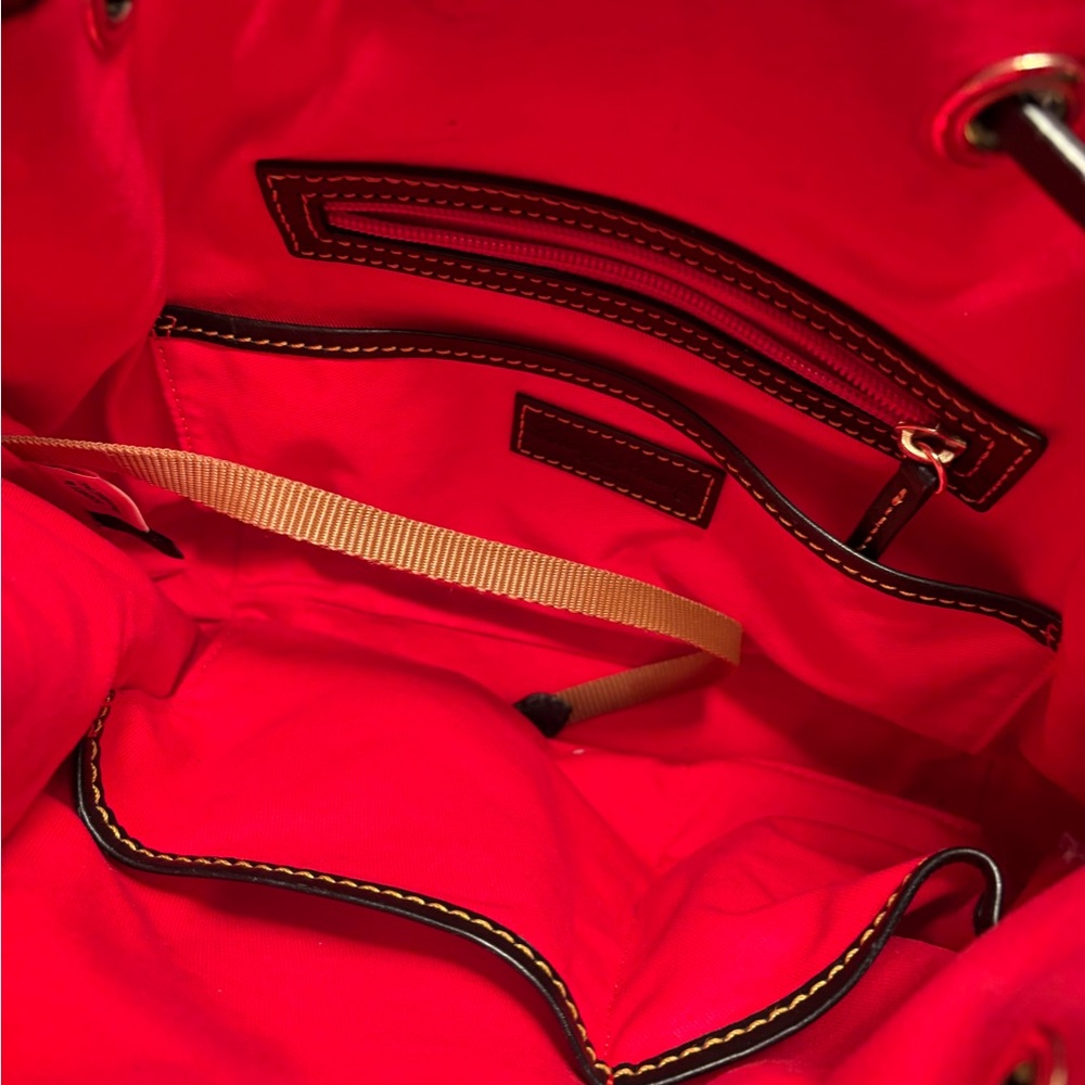 Dooney & Bourke Tartan Drawstring Bag - Red, Blue, Yellow - Picture 3 of 7